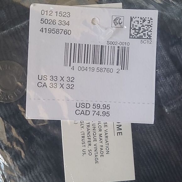 American Eagle Flex Corduroy Carpenter Pant black‎ 33x32 NWT in packaging - Picture 6 of 8